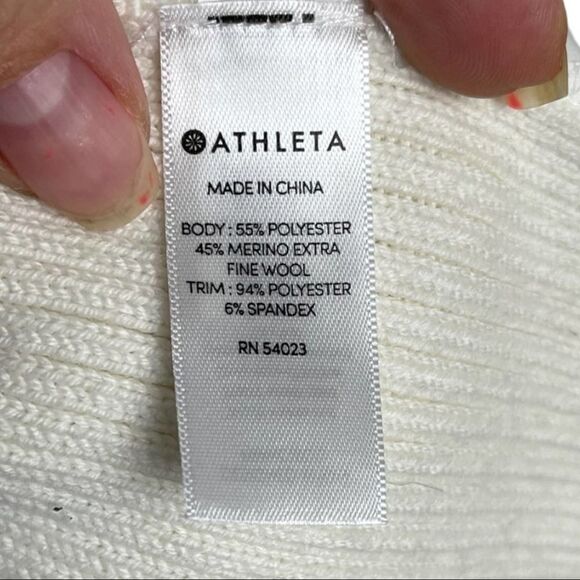 Athleta Mesa Hybrid Sweater Dress in Dove White Merino Wool Blend Style 38342 L - Picture 11 of 13